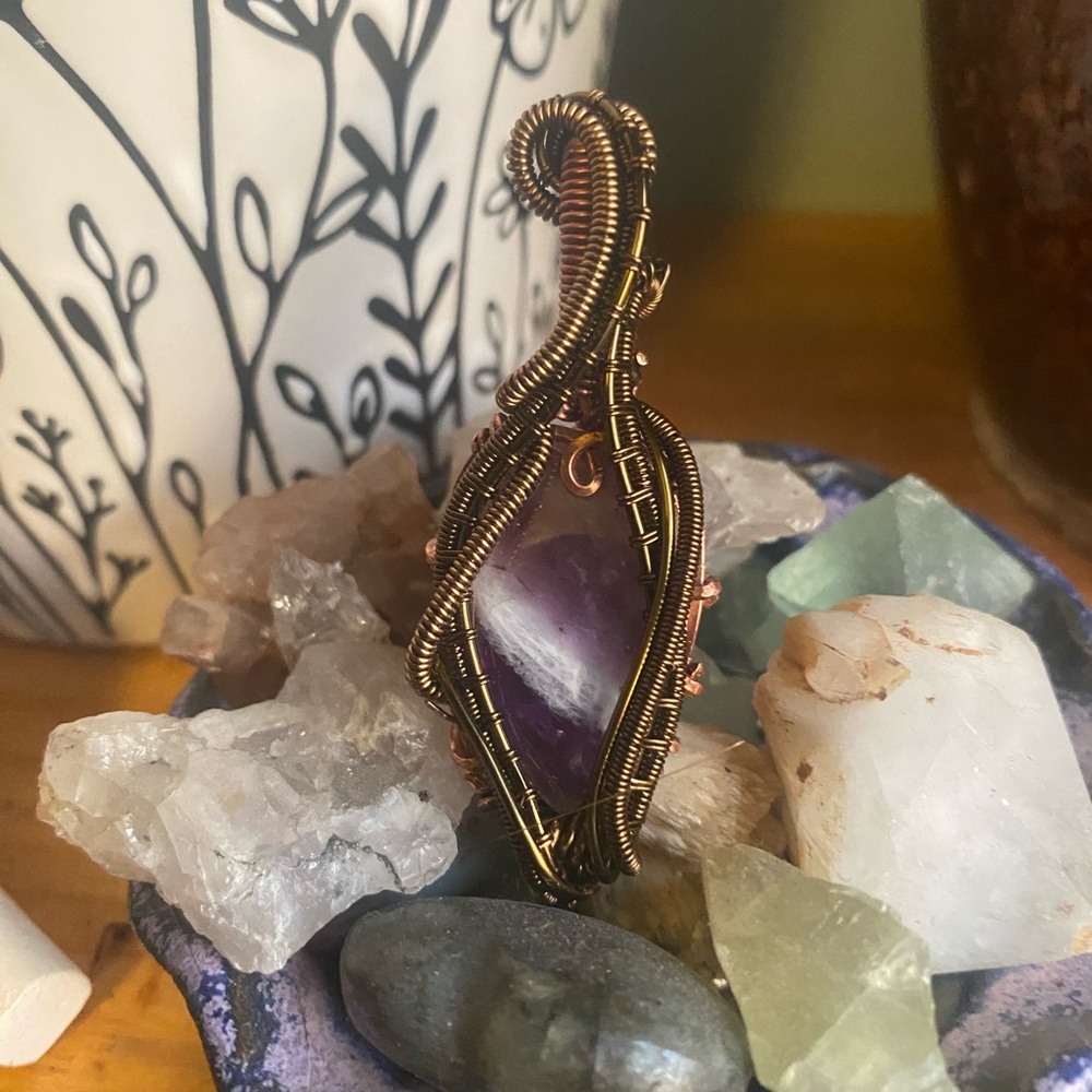 Handcrafted Wire Wrapped Purple Pendant